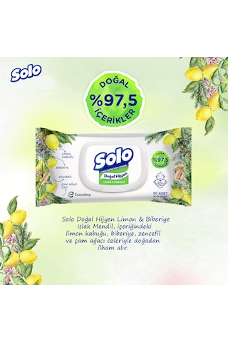 Solo Doğal Hijyen Limon&biberiye Islak Mendil 12'li 600 Yaprak