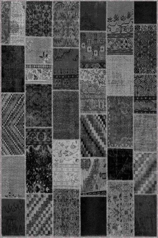 Gri Patchwork Kaymaz Tabanlı Makinede Yıkanabilir Halı Rv222n11