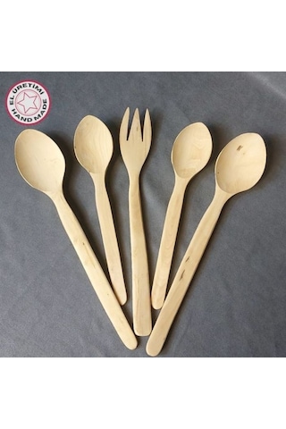 Uretti - Semra 8350 8788 Hakiki Şimşir 5'li Pişirme Ve Servis Seti Krem