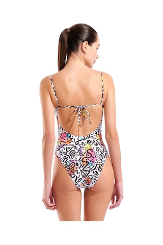 Arena Water Prints Swimsuit Kadın Çok Renkli Yüzücü Mayo 009398150 Beyaz