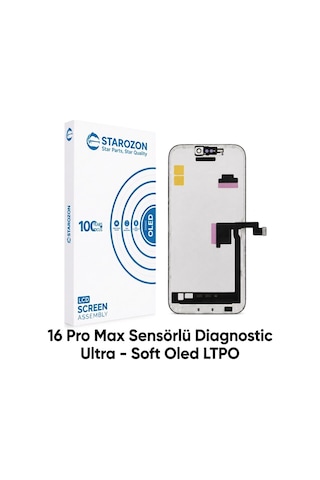 Starozon - Apple iPhone Uyumlu 16 Pro Max Sensörlü Diagnostic Ultra-soft Ekran Panel