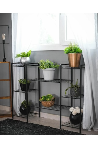 Metal Ayaklı 8 Tel Raflı Saksı Standı Katlı Saksılık Çiçeklik