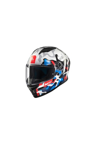 Mt Helmets Stınger Yozu A7 Kapalı Kask Parlak Beyaz - Mavi