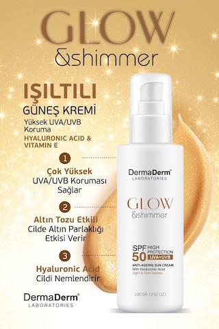 Dermaderm Glow & Shimmer Simli Güneş Kremi SPF50 100 G
