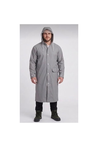 Lilymoon Su Geçirmez Kapüşonlu Siperlikli Unisex Yağmurluk Gri