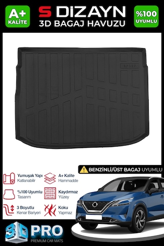 S-dizayn Nissan Qashqai 1.3 Benzinli 3d Pro Bagaj Havuzu Üst Bagaj 2021 Üzeri A+ Kalite