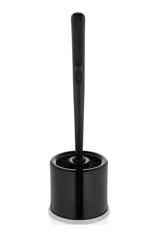 Yuvarlak Altı Kapalı Hazneli Silikon Wc Klozet Temizleme Fırçası Siyah Renk Siyah