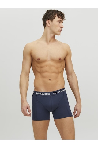 Erkek Düz Renk 3'lü Beli Lastikli Boxer Paketi - Anthony - 12171946 Blue Nights