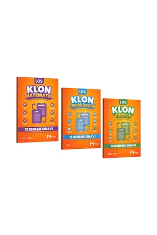 Mozaik Yayınları 8. Sınıf Lgs Matematik Fen Bilimleri Türkçe 40'lı Klon Branş Deneme Seti 3 Kitap
