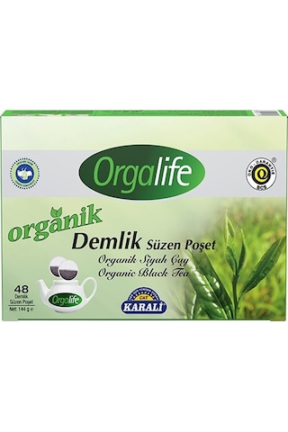 Orgalife Organik Siyah Demlik Poşet Çay Süzen Poşet 48'li 144 G