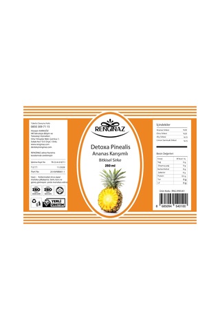 a Pinealis Ananas Karışımlı Bitkisel Sirke 250 Ml