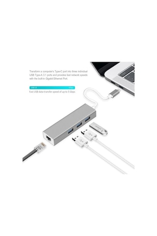 DAYTONA FC-05G USB Type-C => 1RJ45 (GIGABIT)+3*USB 3.0PORT ÇEVİRİCİ