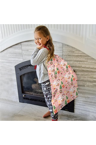 Büyük Noel Baba Hediye Çantası, Pamuklu Kordonlu, Yeniden Kullanılabilir Noel Baba Noel Penguen