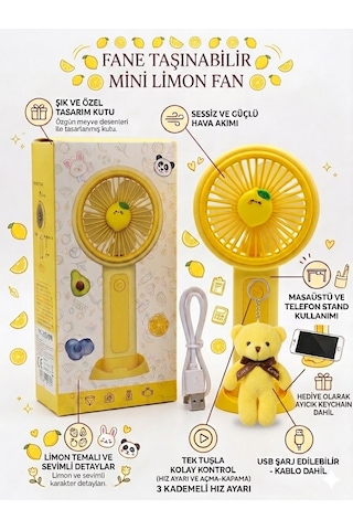 Taşınabilir Mini Fan Peluş Ayıcık Hediyeli Telefon Standlı Masaüstü Fan