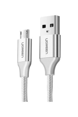 Ugreen Usb 2.0 A To Micro Usb Örgülü Hızlı Şarj Kablosu, 1m, Beyaz, 60151