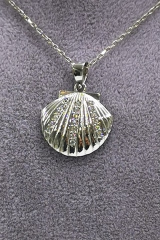 Omar Silver Kadın Deniz Kabuğu Model Zirkon Taşlı Gümüş Kolye (488932510)