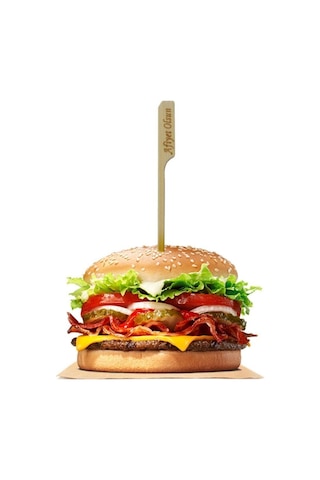 Bambu Kürdan Afiyet Olsun 50li 20 Cm Hamburger Pasta Kürdanı Süsü Bambu Çöp Şiş Yemek Kürdanı