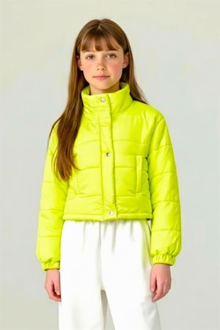 Veraura Lifestyle Kız Çocuk Neon Yeşil Çıtçıtlı Fermuarlı Şişme Mont