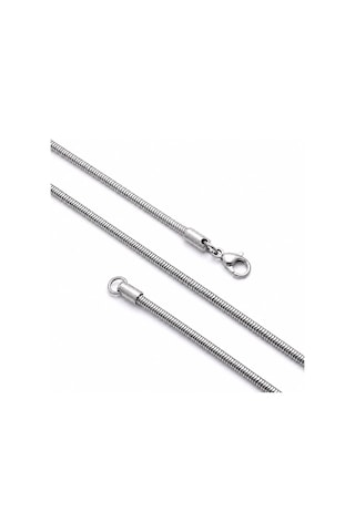Premium Parlak Ve Şık Spiral Erkek 316l Çelik Kolye 3mm 55cm 3183eck038 - Gümüş Renk