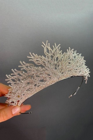 FdayAksesuar En Güzel Gelinler Için Canis 3d Orta Boy Gelin Tacı FRDY31584