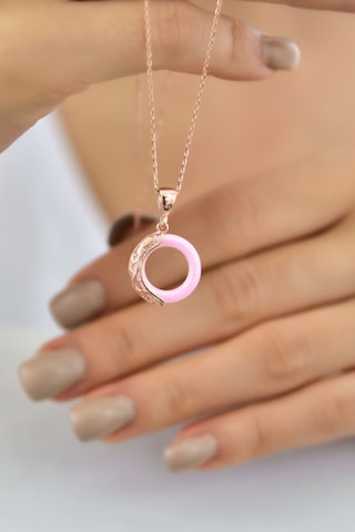 Papatya Silver 925 Ayar Gümüş Rose Kaplama Ejderha Desenli Pembe Simit Kolye