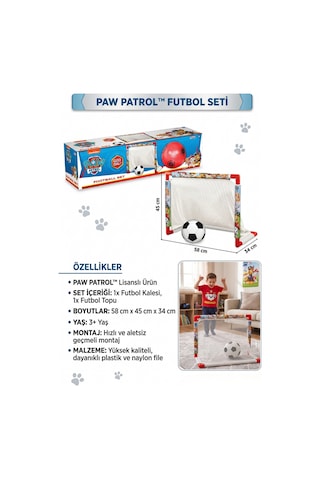 Paw Patrol Lisanslı Çocuk Futbol Seti - Minyatür Kale Ve Futbol Topu Ev İçi Ve Bahçe Oyunu 3+ Yaş Çok Renkli
