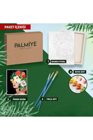 Palmiye Hobi Sanat Sayılarla Boyama Tuval Seti Fırça Boya Dahil Çıtalı 40x50 Cm - Serçe