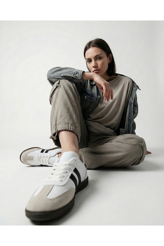 Wipper Retro Serisi Vintage Tasarım Günlük Sneakers Old Money Stil Şık Ve Rahat Kadın Spor Ayakkabı Beyaz - Siyah