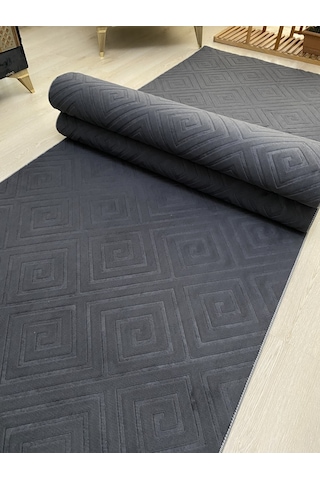 Premium Antrasit Kaymaz Tabanlı Kesme Yolluk Koridor Mutfak Salon Halısı Yüksek Kalite