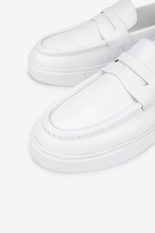 Lofer Erkek Deri Eva Tabanlı Bantlı Günlük Loafer Beyaz