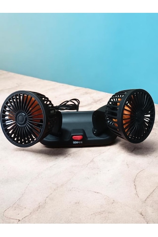 Çift Başlıklı Araç Vantilatörü Usb 12v 360 Dönebilen Sessiz Araç İçi Fan 2 Kademeli Hız Ayarlı Oto Soğutucu