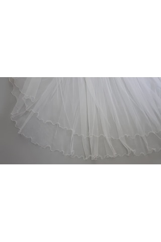 Suzanna Moda Uzun 3 Buçuk Mt Boy Taraklı Kabarık Çift Katlı Hayal Tül Gelin Duvağı Krem