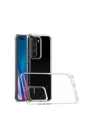 Huawei P40 Pro Kılıf Zore Coss Şeffaf Sert Silikon Kılıf Renksiz