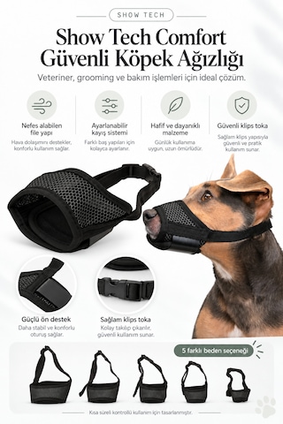 Showtech Comfort Köpek Ağızlığı Xlarge - Yarım Beden Ayarlanabilir Yüksek Koruma