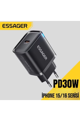 Essager 30 Hızlı Şarj Başlık Type-c Giriş Ce Lisanslı Akım Koruma