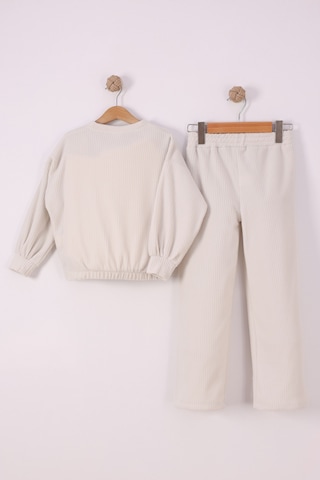 Monox Kız Çocuk Trend Nakışlı Tarz Fitilli Polar Takım Taş