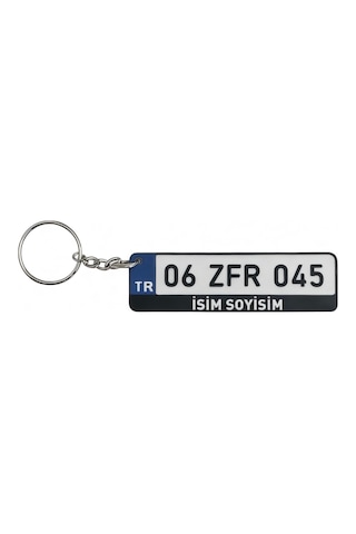 Kişiye Özel İsimli Plaka Anahtarlık Mavi