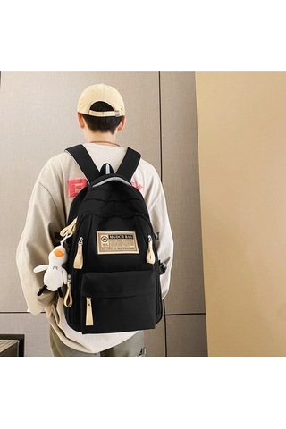 Şık Ve Üzgün Öğrenci Okul Çantası-siyah