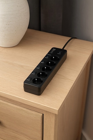 5 Li Priz + 2 Usb-a 2 Usb-c Çoklu Priz Bireysel Anahtarlı Akım Korumalı 2 Metre Kablo Hızlı Şarjlı Uzatma Kablosu 2 M