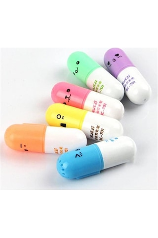 Kapsül 6lı Fosforlu Kalem Seti - Çok Renkli