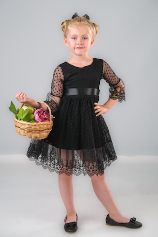Mnk Baby & Kids Dream Luxury Dantel Kız Çocuk Elbise Mnk0327 Siyah