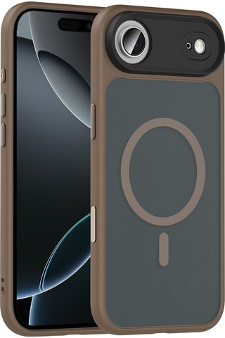 Zore Apple Uyumlu iPhone 17 Air Kılıf Mat Arka Yüzey Wireless Şarj Özellikli Zore Flet M-safe Kapak - Desert Titanyum Gri