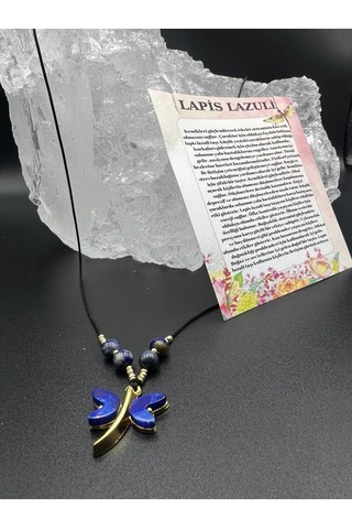 Sertifikalı Lapis Lazuli & Sedef Doğal Taş Tasarım Kolye Yusufcuk Detaylı Aaa Kalite Çok REnkli