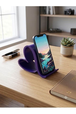 Kalp Tasarımlı Telefon Standı 3d Baskı Masaüstü Telefon Tutucu Mor Kalp Tasarımlı Telefon Standı 3d Baskı Masaüstü Telefon Tutucu Mor