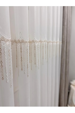 Nivemeshome 2571 V -117 Reina Gold 1/2,5 Pileli Bambu Tül Perde 500x280