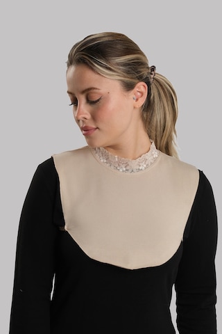 Hürrem Bone Bej Tesettür Boyunluk Viskon Kumaş Yaka Dantelli 1004_12 Bej