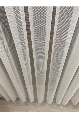 İncilife Home Modern Dokulu Petekli 1/3 Sık Pileli Tül Perde Ekru Renk Ekru