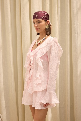 Mai Collection Aliza Pembe Gömlek Şort Takım