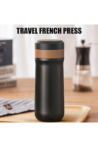 Pazly Seyahat İçin 2 Katmanlı French Press Kahve Makinesi H47173 Siyah Siyah