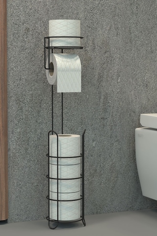 Zabata Tuvalet Kağıtlığı Wc Kağıtlık Yedekli Metal Tuvalet Kağıdı Standı Tutacağı Askısıı Siyah